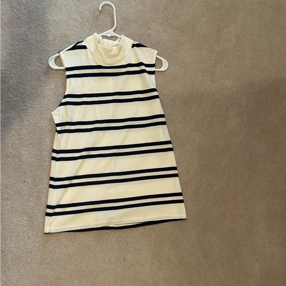 Striped Sleeveless Kids Dress - Black and White